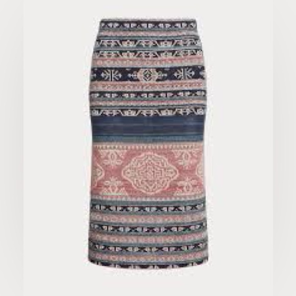🥰🥰🥰 Lauren Ralph Lauren Geo Motif Linen Cotton Pencil Skirt size L